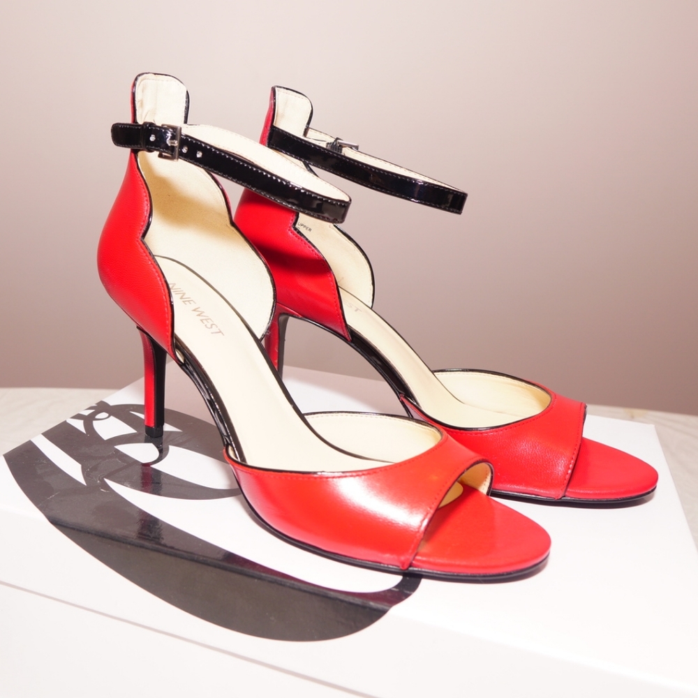 Nine West Leather Open Toe Heels - Picture 5 of 7